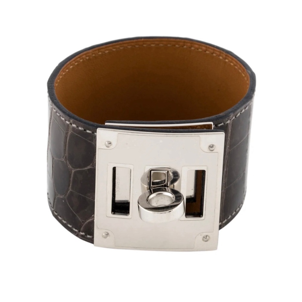 hermes kelly dog wrap bracelet in dark brown crocodile